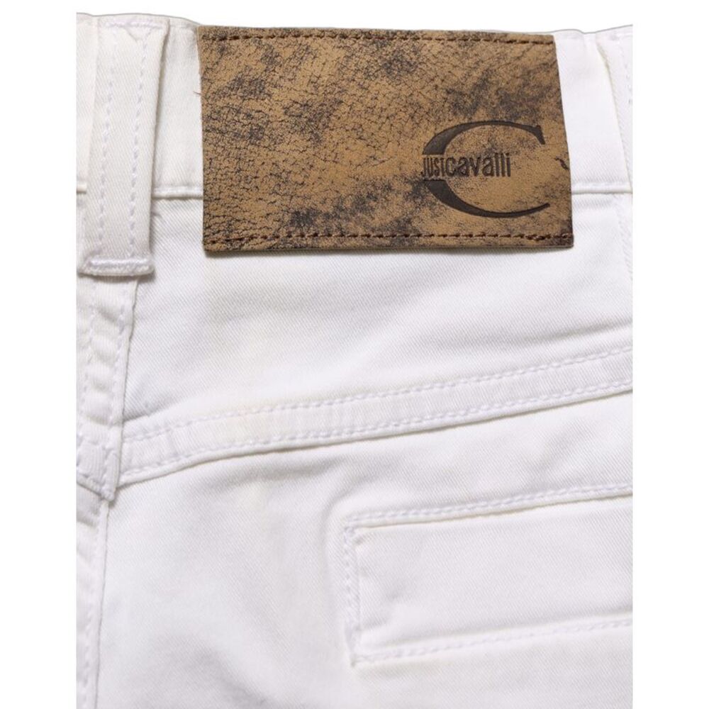 Just Cavalli White High Waist Wide Leg Denim Trouser Women's Jeans
